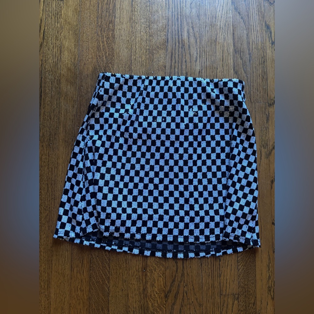 Art Class Girls Black and White Checkered Skirt